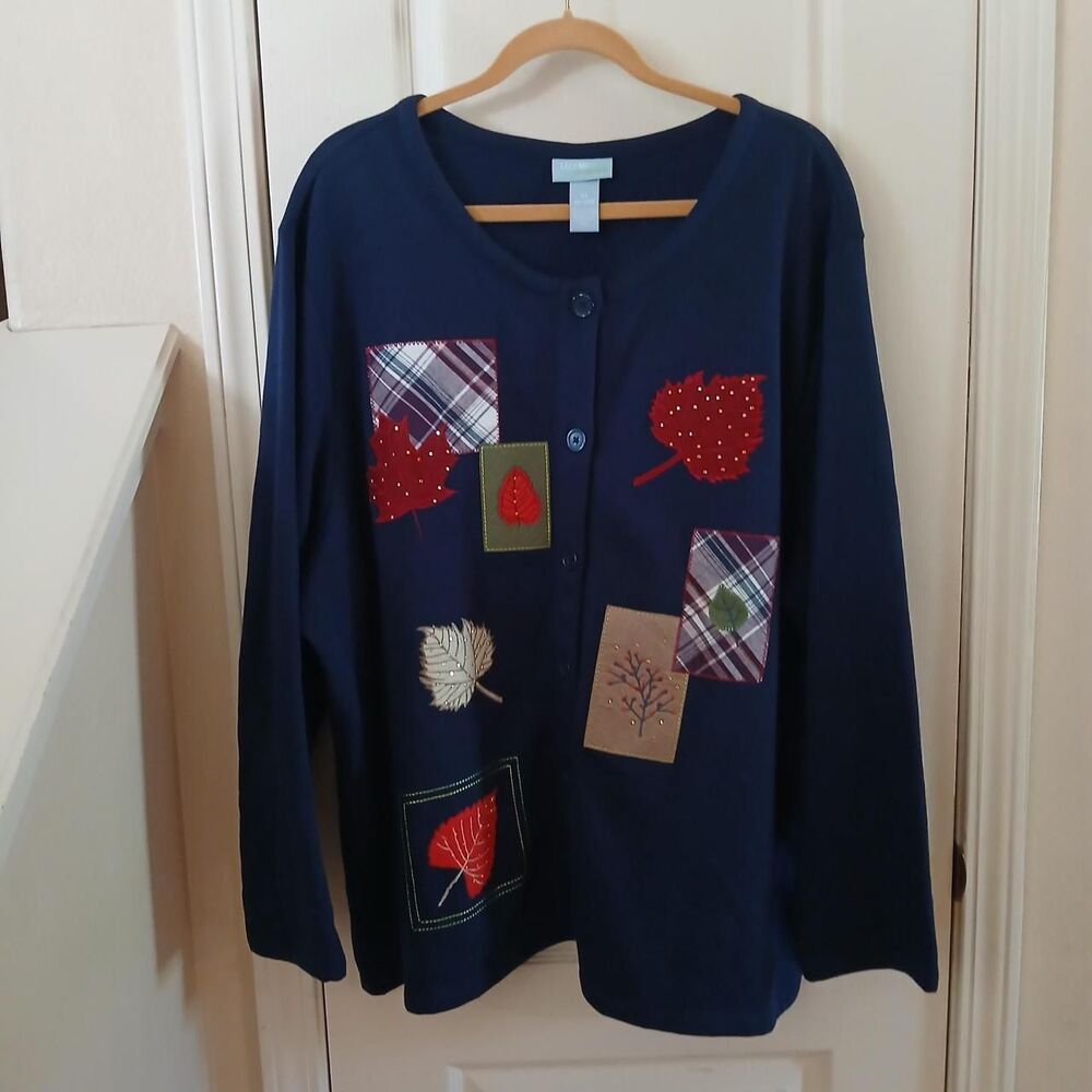NWOT Y2K Vintage Cottagecore Autumn Fall Patchwork Cardigan 3X Teacher Cabincore